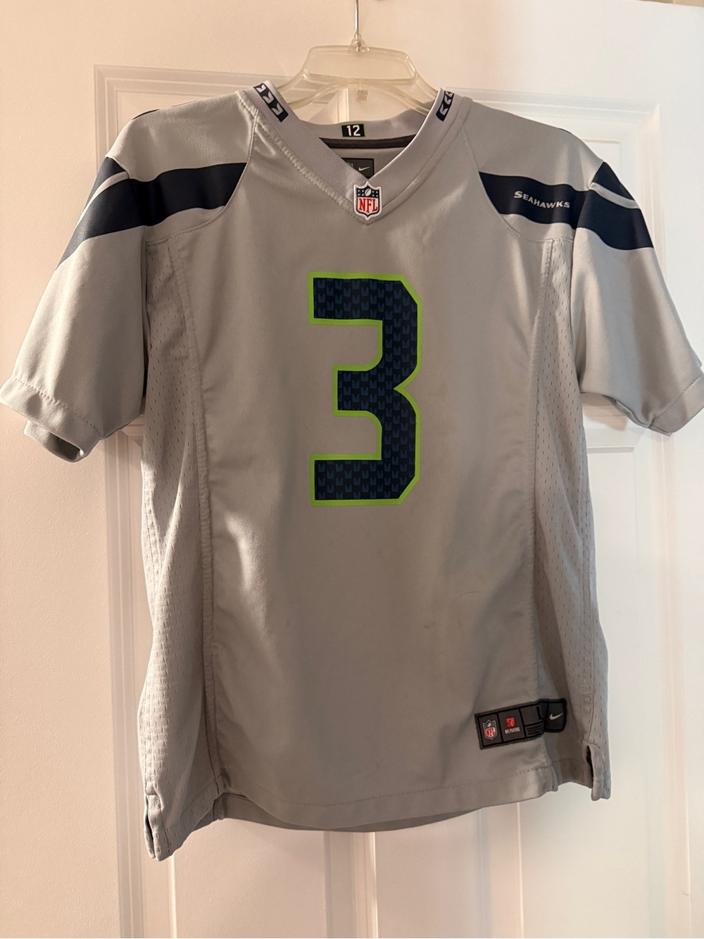 NFL Seattle Seahawks Gray Jersey #3 with Navy and Neon Green Accents